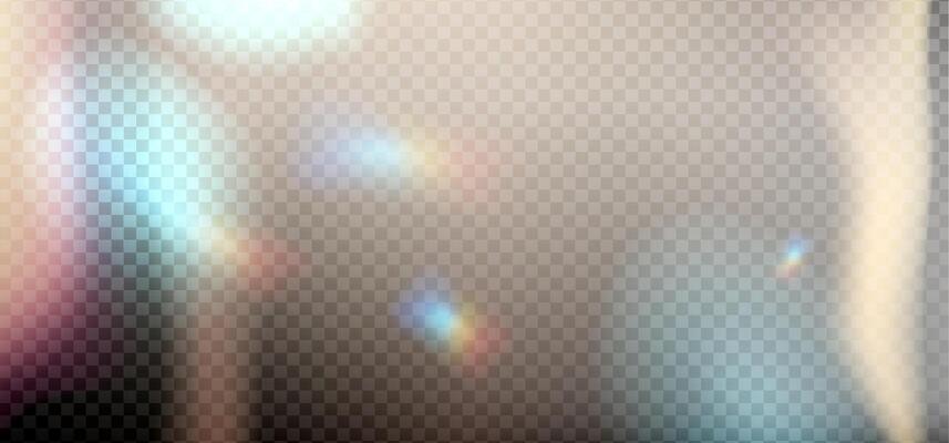 Rainbow reflection highlight. Glittering overlay for social media backgrounds, product presentations, photo shots. Glare dispersion from water and glass. Layered