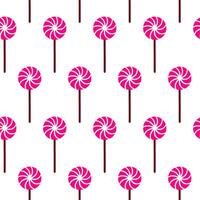 Spring seamless pattern with colorful lollipop in Easter theme. Hand drawn sweet lollipop repeated on white. Concept fun celebration design with charming lollipop for happy Easter mood. Wrapping vector