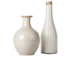 Pair of decorative vases with minimalist elegance on a transparent background png