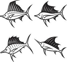 sailfish silhouette icon design set image vector