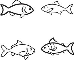ruhi fish set line art design vector