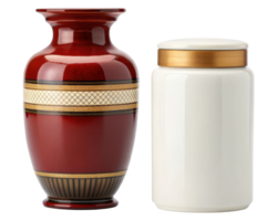 Decorative vase and storage jar with elegant designs on a transparent background png