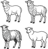sheep silhouette image set icon vector