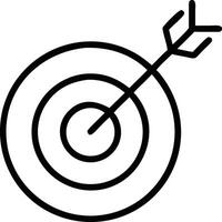 Simple black line art target with arrow hitting center. vector