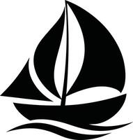 Simple black and white sailboat graphic design vector