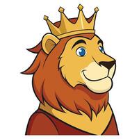 Cute smiling cartoon lion character with animal friends in a fun zoo-style illustration vector