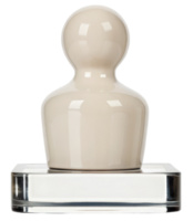 Glossy beige stamp with a clear rectangular acrylic base on a transparent background png