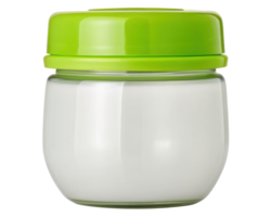 Clear jar with a green lid ideal for kitchen storage on a transparent background png
