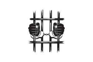 Prison Bars and Handcuffs Silhouette Symbol of Imprisonment vector