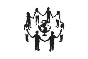 Kids Unity Around the World Silhouette Illustration vector