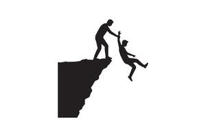 Save from Falling Cliff Rescue Concept Silhouette vector