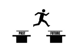 Leaping from Past to Future Silhouette Illustration of Progress vector