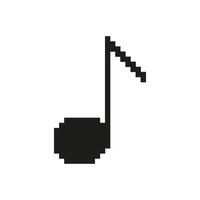Musical Note Pixel Art Icon. Melody, Rhythm, And Sound Representation Symbol. Music Composition And Audio Design. Isolated Illustration vector