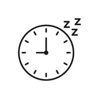 Clock With Sleep Symbol Line Icon. Sleep Schedule, Rest Timing, And Bedtime Routine Outline Symbol. Sleep Management And Health. Editable Stroke. Isolated Illustration vector