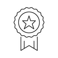 Award Ribbon With Star Line Icon. Achievement, Excellence, And Recognition Outline Symbol. Certification And Quality Assurance. Editable Stroke. Isolated Illustration vector