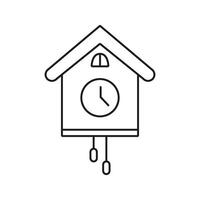 Cuckoo Clock Line Icon. Traditional Timekeeping, Home Decor, And Vintage Style Outline Symbol. Classic Wall Clock Design With Pendulum. Editable Stroke. Isolated Illustration vector
