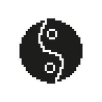 Yin Yang Pixel Art Icon. Balance, Harmony, And Duality Symbol. Eastern Philosophy And Spirituality Representation. Isolated Illustration vector