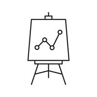 Presentation Board With Graph Line Icon. Business Analytics, Data Visualization, Strategic Planning Outline Symbol. Financial Growth And Market Analysis. Editable Stroke. Isolated Illustration vector