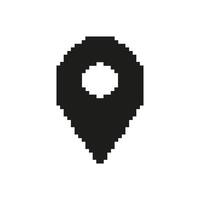 Map Location Pin Pixel Art Icon. Geolocation, Navigation, And Gps Tracking Symbol. Digital Mapping And Positioning. Isolated Illustration vector