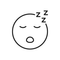 Sleeping Face With Zzz Line Icon. Rest, Sleep, And Relaxation Symbol. Tiredness, Nap, And Snooze Representation. Editable Stroke. Isolated Illustration vector