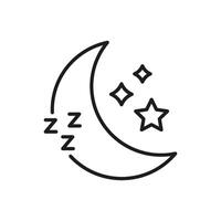 Crescent Moon With Stars And Sleep Symbol Line Icon. Nighttime Rest, Sleep Quality, And Relaxation Outline Symbol. Dream And Sleep Tracking. Editable Stroke. Isolated Illustration vector