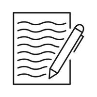 Document With Pen Line Icon. Writing, Note-Taking, And Documentation Outline Symbol. Creative Expression And Communication. Editable Stroke. Isolated Illustration vector