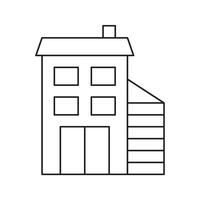 House With Garage Line Icon. Residential Building And Home Architecture Outline Symbol. Real Estate, Property Development, And Urban Living Concept. Editable Stroke. Isolated Illustration vector