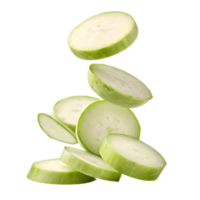 Falling Kohlrabi Slices Isolated on Transparent Background png