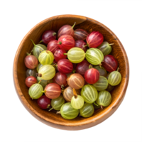 Fresh Gooseberries in Wooden Bowl Transparent Background png