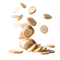Falling Parsnip Slices in Studio Lighting Transparent Background png