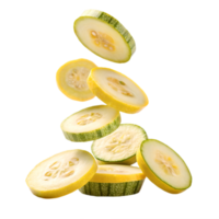 Falling Slices of Yellow and Green Squash Transparent Background png