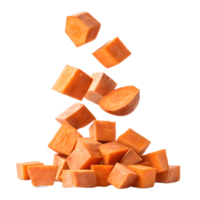 Falling Sweet Potato Cubes Isolated on Transparent Background png
