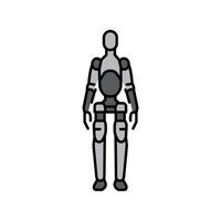 Humanoid robot color line icon for digital and print projects. vector