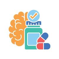 nootropics color flat icon for digital and print projects. vector