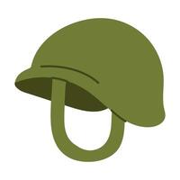 A cartoonish green helmet with a black strap. The helmet is a symbol of the military and is often worn by soldiers vector