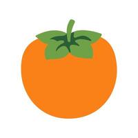 A cartoonish orange tomato with a green stem. The tomato is the main focus of the image, and it is a simple, playful design vector
