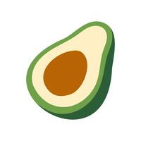 A green avocado with a brown center. The avocado is cut in half and the green part is shown vector