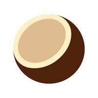 A close up of a coconut with a brown and tan color. The coconut is round and has a slightly fuzzy appearance vector