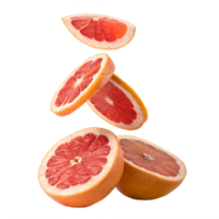 Falling Grapefruit Slices in Air Transparent Background png