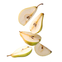 Falling Pear Slices Studio Shot Transparent Background png