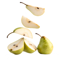 que cae peras rebanadas aislado en transparente antecedentes png