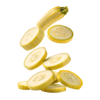 Falling Yellow Squash Slices in Air Transparent Background png