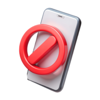 Modern smartphone with a large red prohibition symbol on a transparent background indicating restricted access or banned content png