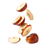 Fresh Jujube Slices Falling on Transparent Background png