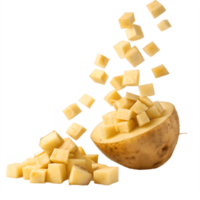 Falling Rutabaga Cubes into Half a Rutabaga Transparent Background png