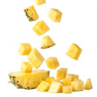 Falling Pineapple Chunks Isolated on Transparent Background png