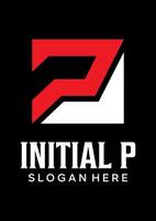 initial P box idea logo design vector