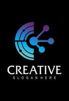 initial c tech idea logo design vector
