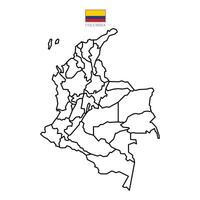 Illustration of a map of Columbia divided into states and territories. White flat design isolated on a white background. Highly detailed illustration south america vector