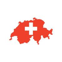 Illustration of a map of Switzerland divided into states and territories. White flat map with borders on a white background, featuring the national flag. Highly detailed map Europe vector